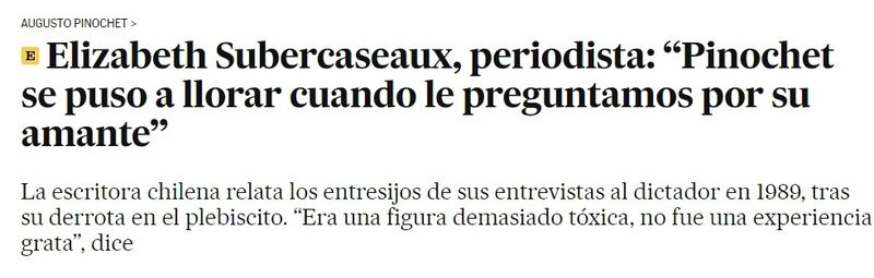 Elizabeth Subercaseaux fue la periodista chilena que entrevistó a Pinochet posterior al triunfo del "No" en Chile.