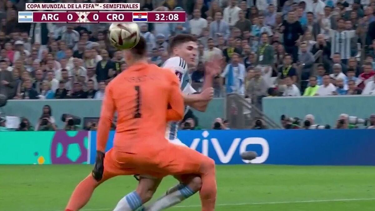 El choque entre Livakovic y Álvarez