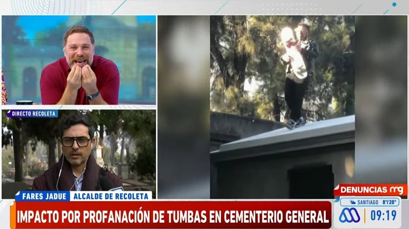 El periodista evidenció su molestia con el sujeto identificado como el responsable de profanar al menos cinco tumbas en el Cementerio General.