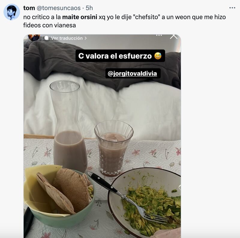 Reacciones desayuno de Maite Orsini hecho por Jorge Valdivia | Fuente: X (Twitter)