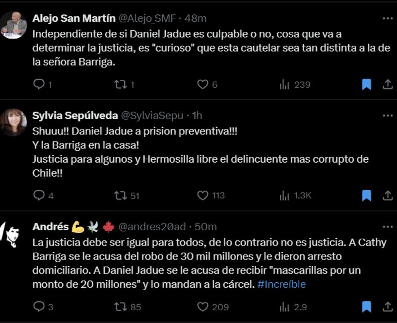 Reacción prisión preventiva Daniel Jadue | X