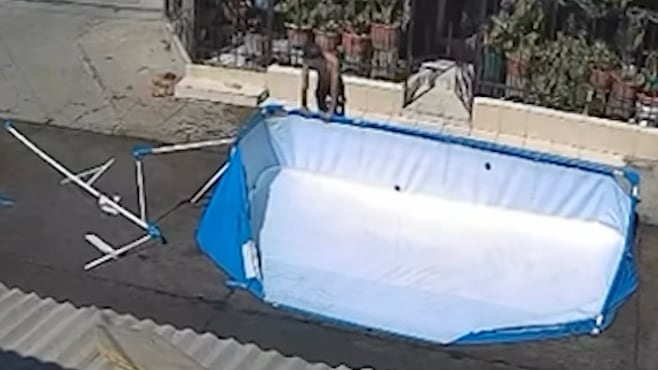 Hombre choca con piscina