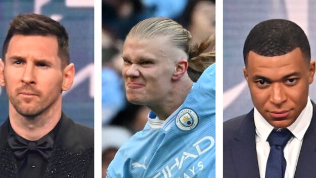 Messi, Haaland y Mbappé / Getty