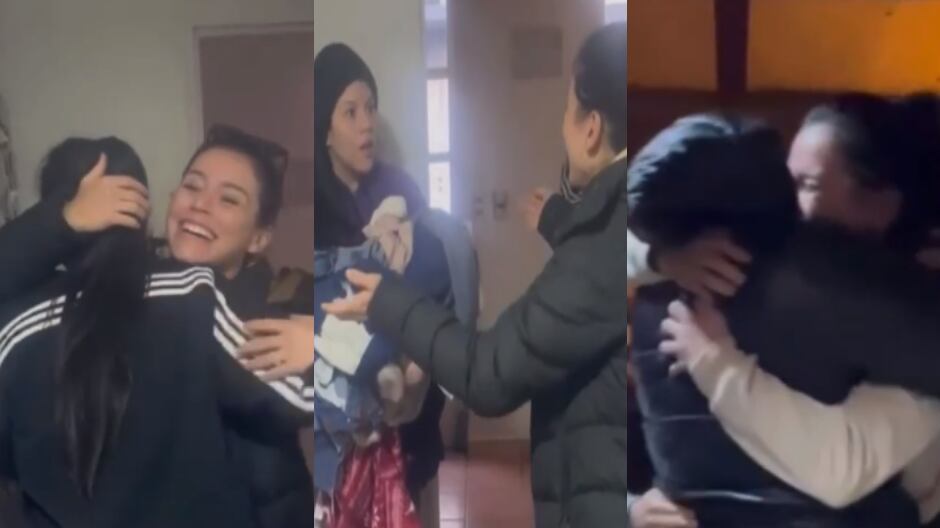 Emotivo reencuentro de Angie Alvarado con su madre y hermanos en Chile.