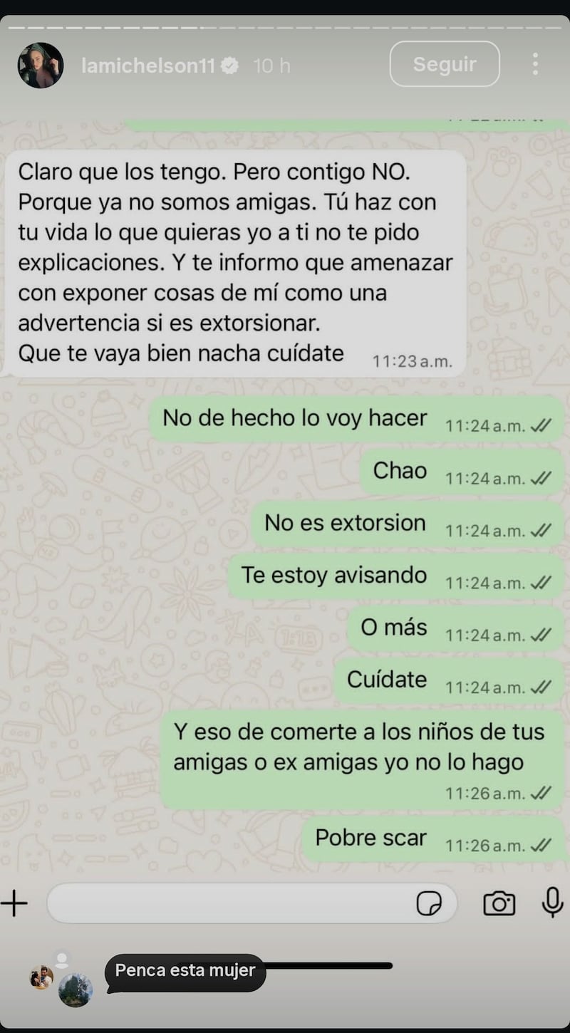 Chats entre Ignacia Michelson y Cony Capelli | Fuente: X @ccrcvm