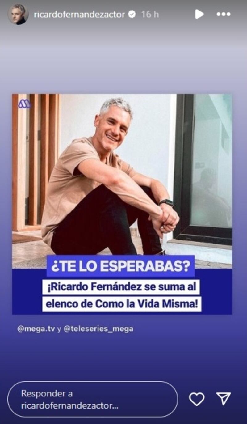 El actor se integró al elenco de la teleserie "Como la vida misma".