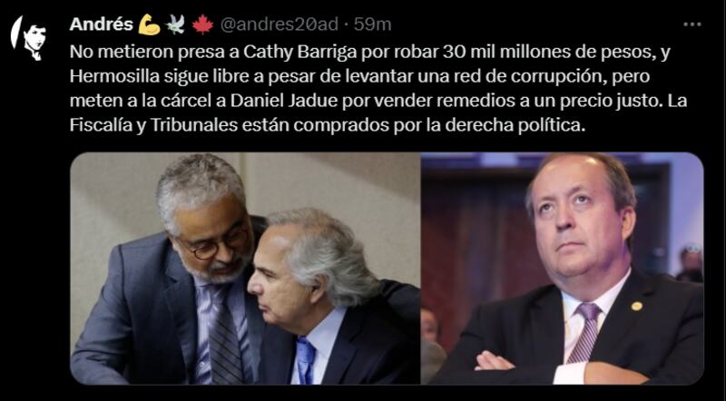 Reacción prisión preventiva Daniel Jadue | X