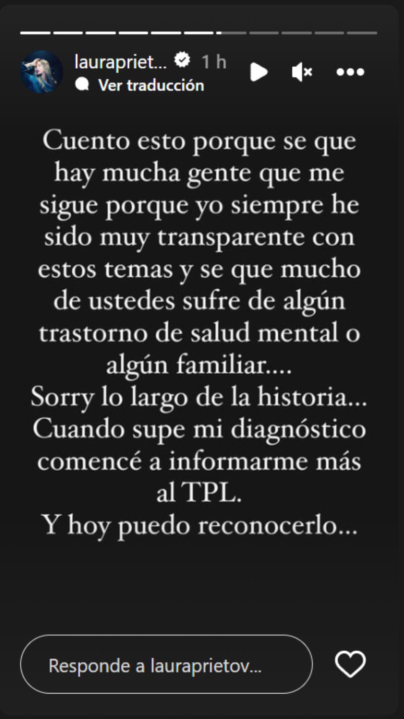 Historia de Laura Prieto | Fuente: Instagram