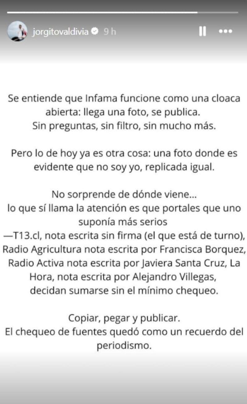 Jorge Valdivia vía Instagram