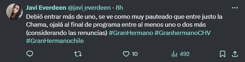 Reacción ingreso de Chama a Gran Hermano | X