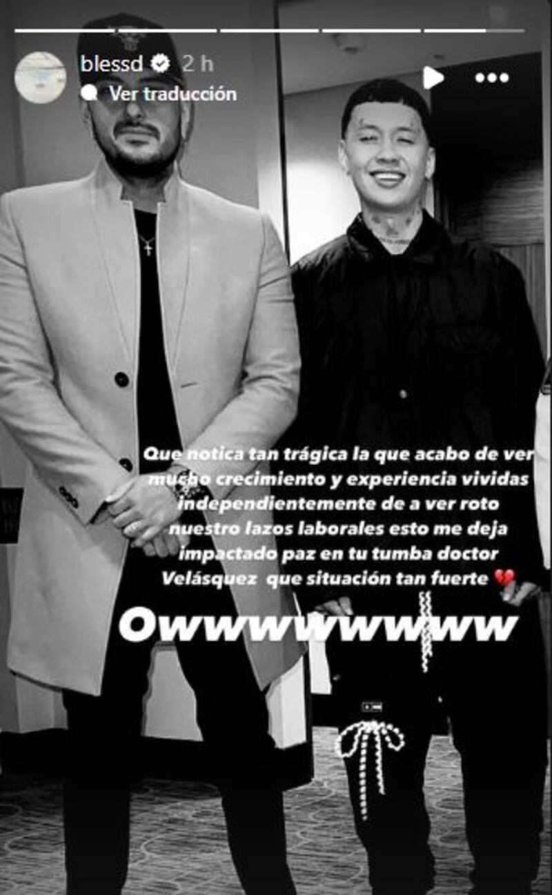 Blessd lamenta muerte de productor musical Dr Velásquez