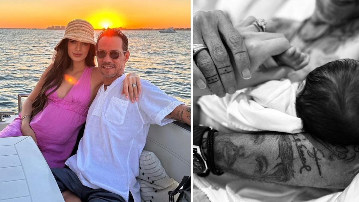 Nadia Ferreira y Marc Anthony con su bebé