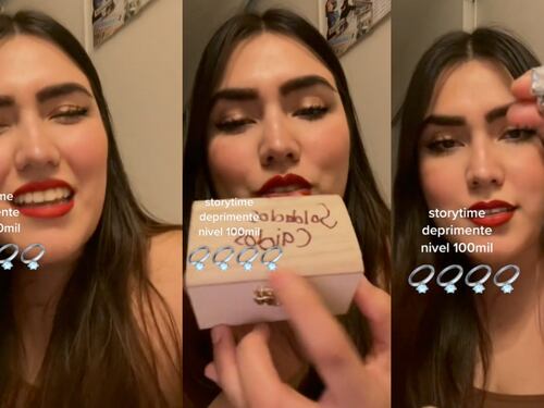 Tiktoker presume cofre con anillos de compromiso de sus exparejas