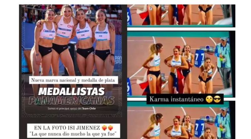 Luego, lanzó la supuesta indirecta a Solabarrieta: “Nueva marca nacional y medalla de plata. En la foto Isi Jiménez, ‘la que nunca dio mucho, la que ya fue’. Qué hermoso”.

Posteriormente, Calderón comentó gesto de silencio que realizó la atleta en la cancha. “Karma instantáneo”, escribió.