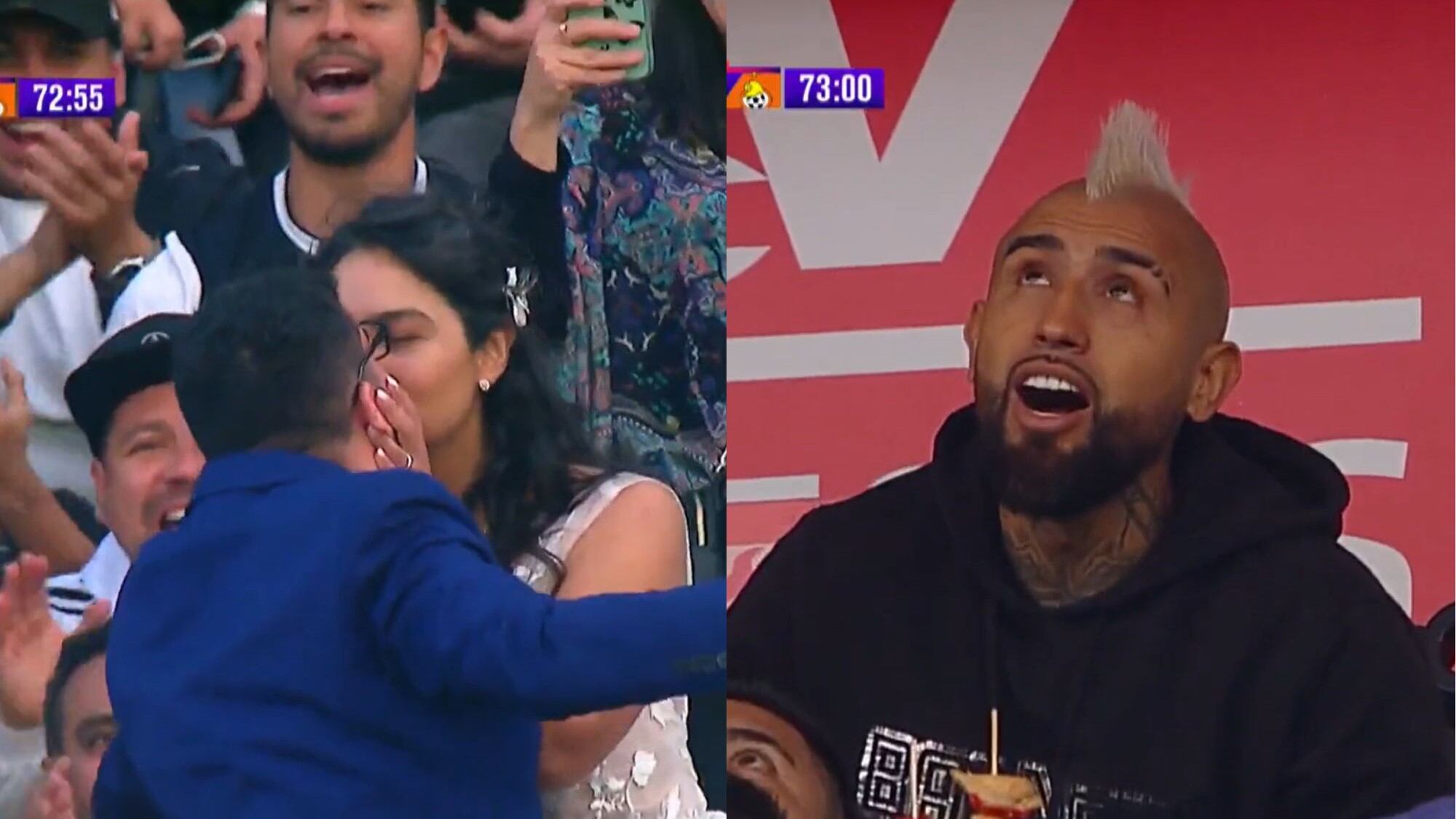 Recién casados en el Estadio Monumental y Arturo Vidal | Captura