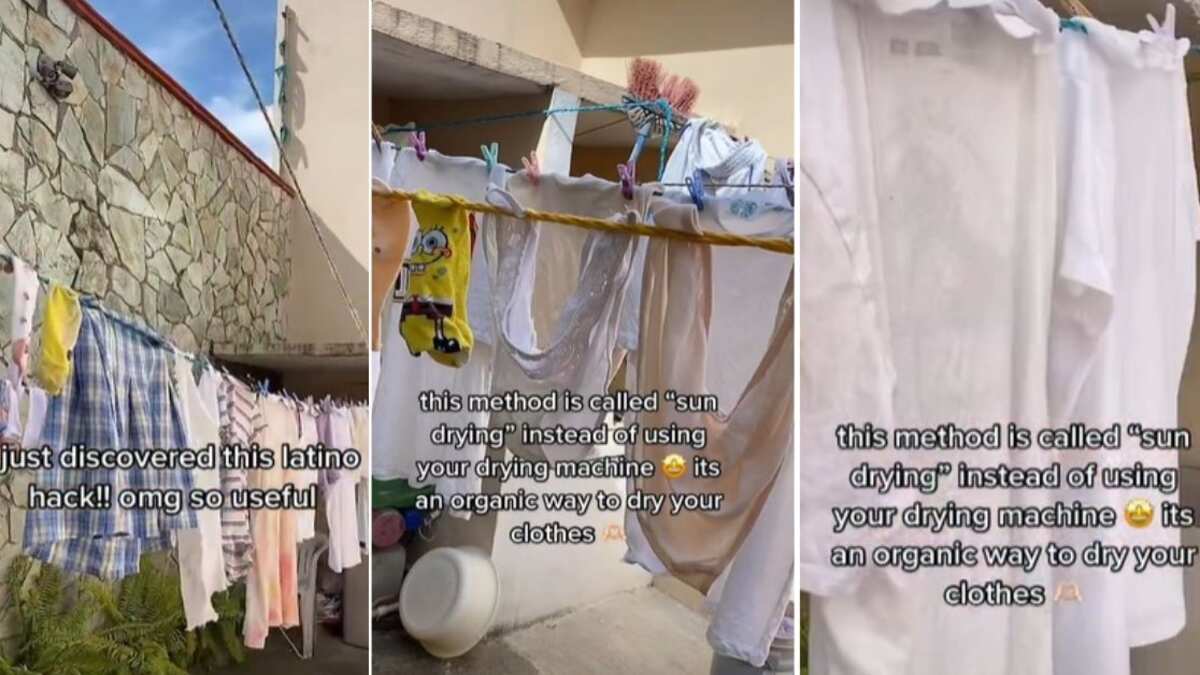 Se trata de un video que se hizo viral en la red social TikTok, donde una joven descubrió el “hack” latino de poner las prendas colgadas y que el sol las seque