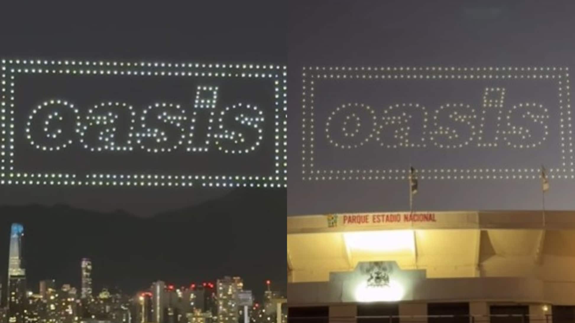 Espectacular show de drones de Oasis sobre el Estadio Nacional desató furor en la antesala de su regreso a Chile