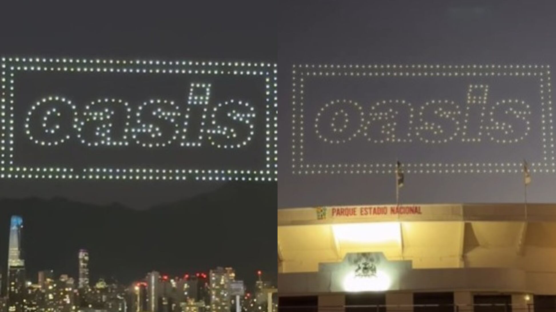 Espectacular show de drones de Oasis sobre el Estadio Nacional desató furor en la antesala de su regreso a Chile