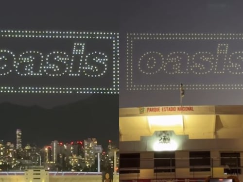 Espectacular show de drones de Oasis sobre el Estadio Nacional desató furor en la antesala de su regreso a Chile