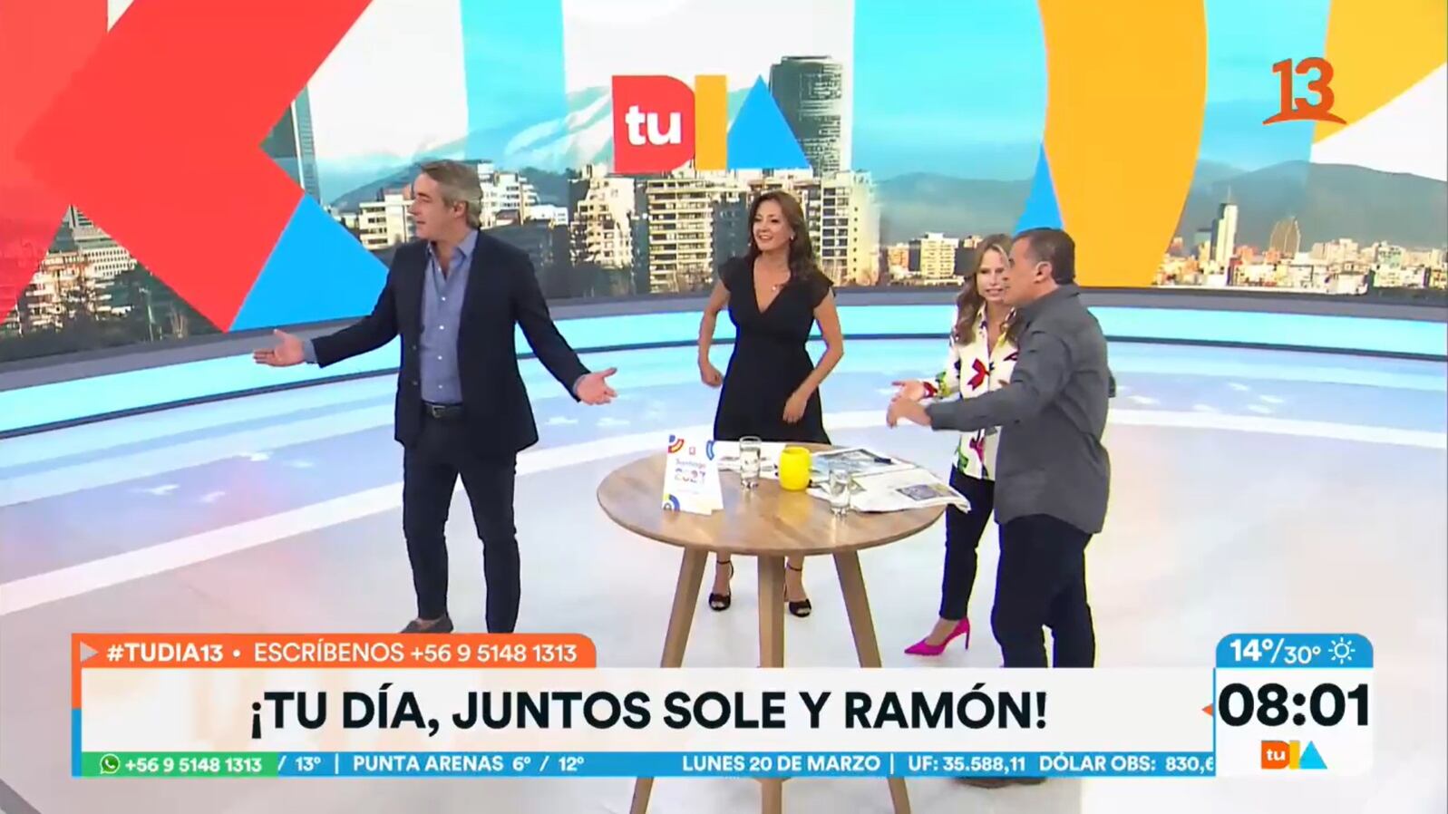 En cuanto a "Tu día", aunqys en lo personal me encanta los Luis Reppening, yo lo veo retornando a lo suyo, la lectura de no-ticias. Propongo un enroque:
¿qué tal si Ramón Ulloa se viene al matinal a conducir con Prisci-lla Vargas y le deja su lugar al bueno de Repe, que se reencon-traria con Soledad Onetto en
"Tele13"? Como yo lo veo, con la poca experiencia que me da un cuarto de siglo viendo televisión, creo que seria un win-win abso-luto.