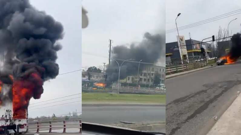 Quema de vehículos en Rancagua tras robo en sucursal Brinks | Fuente: X