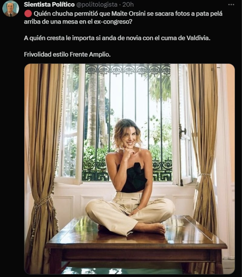 Reacción a sesión de fotos de Maite Orsini | X