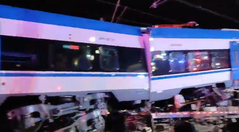 Choque trenes en San Bernardo | Fuente: X de IEC-180 CONTROL STGO