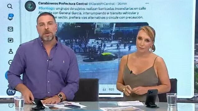 Julio Ahumada y su camarógrafo, David, fueron atacados esta mañana en el sector de Brasil con la Alameda por un grupo de entre tres a cuatro manifestantes.