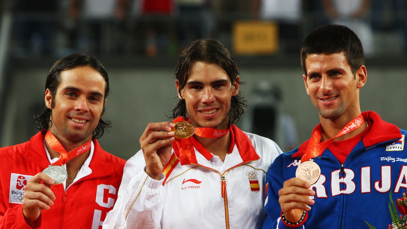 Fernando González, Rafael Nadal y Novak Djokovic / Getty