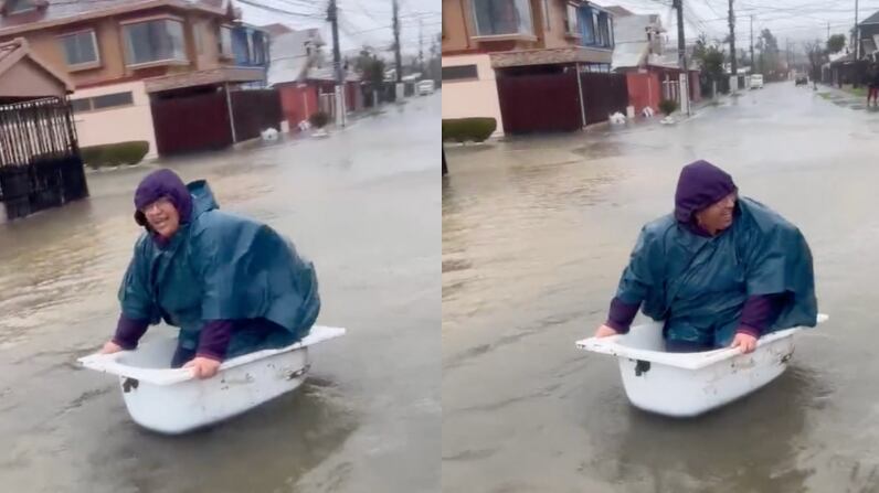 Señora navegando tras sistema frontal | Captura: TikTok