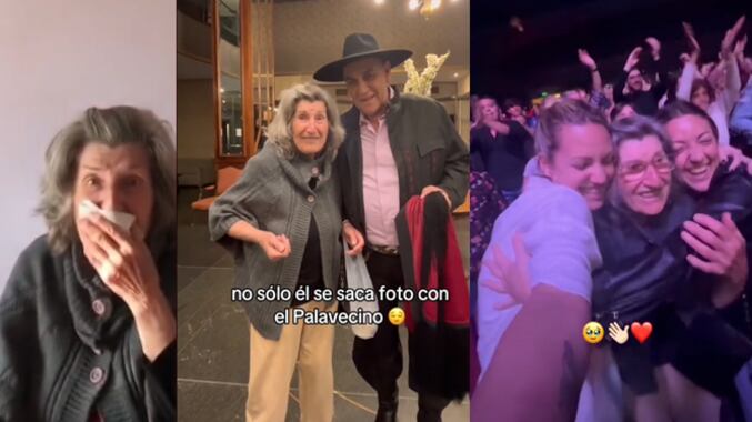 La abuela estaba contenta por la sorpresa de sus nietas al conocer a Chaqueño Palavecino