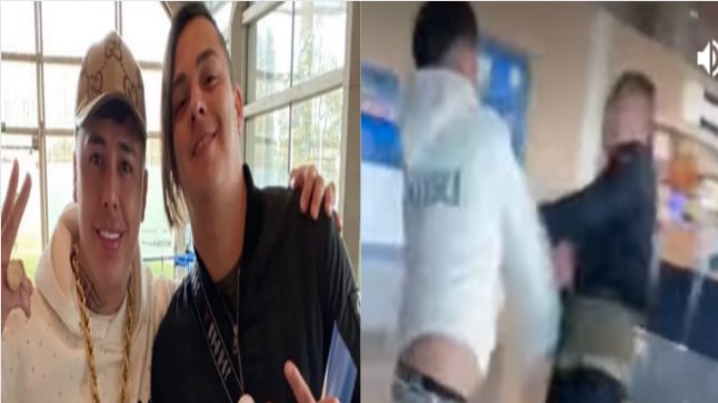 A los combos terminó el encuentro en un aeropuerto entre los cantantes urbanos Byron Fire y Chucky Indica, pelea que fue viralizada en redes sociales, donde la gran mayoría dio como ganador al joven de negro.
En el video se ve como Byron (de blanco) lanza varios puñetazos contra su rival, sin embargo ninguna logra darle de lleno. Fue Chucky Indica quien tuvo mayor precisión a la hora de conectar los golpes y se lo refregó en la cara, mientras Fire se tocaba la nariz, como una clara que había sentido la potencia del combo.
“Mira uno, dos...te he pegado dos, ven” le dice Chuky acercándose al rival, quien decide retirarse de la contienda. “Párate ahí, párate, te llevo dos conectados...te dio la pera”, le dice antes que se vaya.
Lo curioso fue que antes de la pelea se habían tomado una sonriente fotografía, como una muestra de respeto y camaradería. Sin embargo, todo se derrumbó.
Esta no es la primera vez que Byron Fire protagoniza una pelea contra otro exponente del género. Fue en mayo del 2022 cuando se trenzó a golpes contra El Bai.
“Pelea de dos cantantes urbanos en pleno evento de grabación de un video clip...Dos cantantes de música urbana se agarraron a combos en evento de grabación de video clip”, publicaron junto a dos video y una foto de la dupla de populares cantantes, que de pasaron de amigos de pana a rivales sin flow.