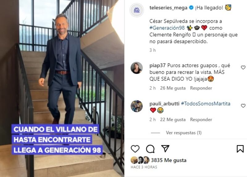 Las redes sociales del canal privado anunciaron este martes la incorporación del otrora villano de "Hasta encontrarte" en su nueva teleserie "Generación 98'".