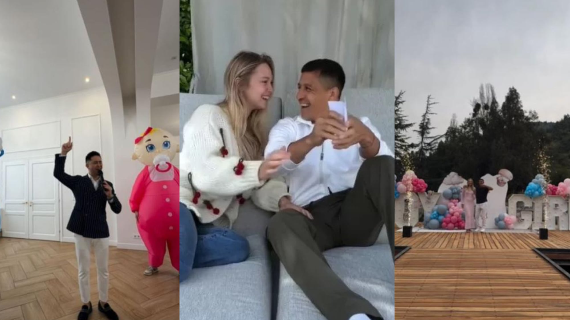 Pareja de Alexis Sánchez mostró inéditos registros de la revelación de género de su hija: festejaron en 3 países