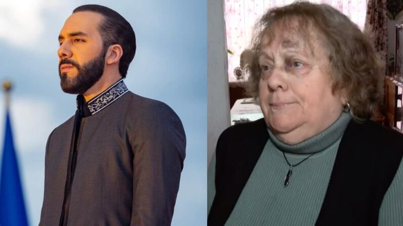 Adulta mayor y Nayib Bukele | Captura: CHV e Instagram
