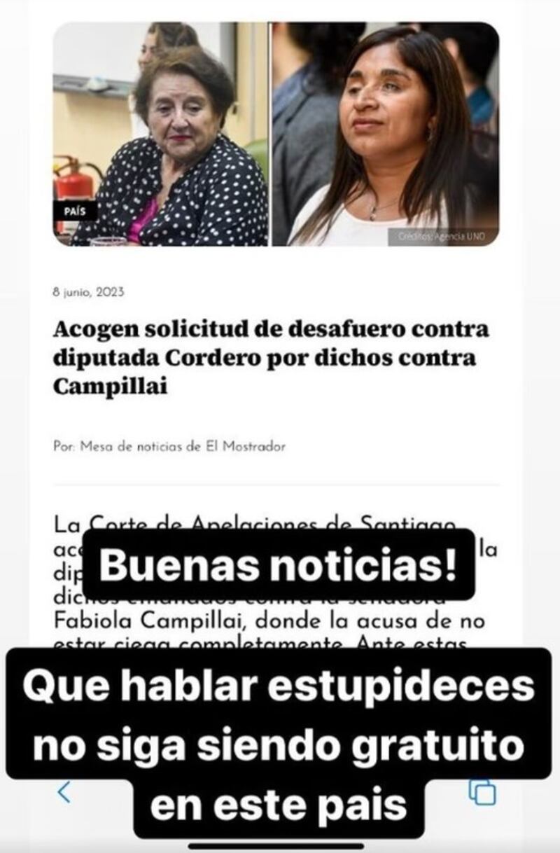 mensaje de Gustavo Gatica a Doctora Cordero
