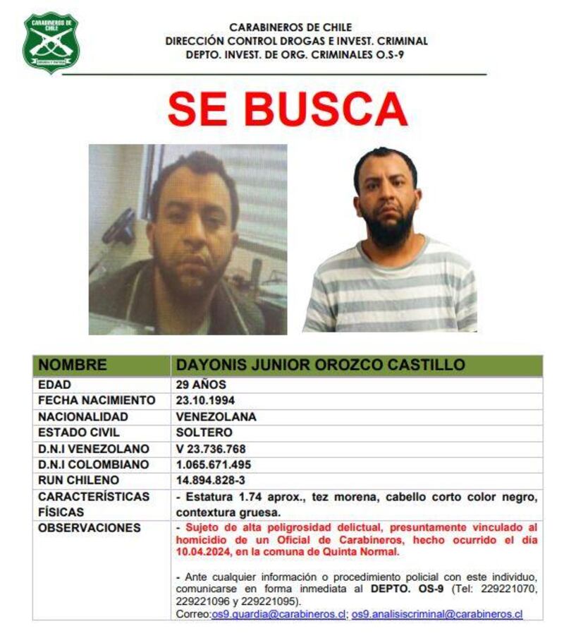 Cartel Se Busca de Carabineros | Fuente: T13