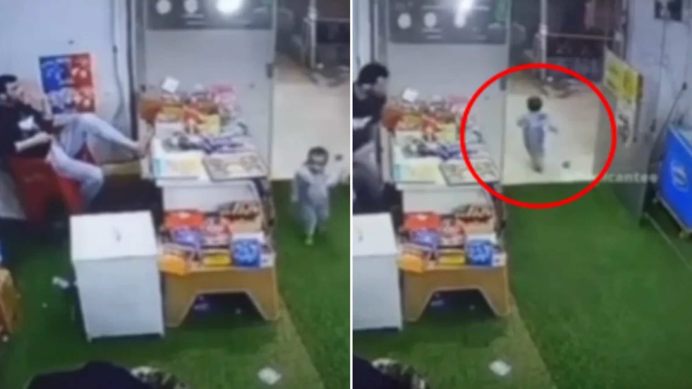 El dueño de la tienda persiguió al bebé