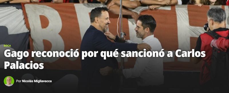 El estratego boquense reconoció que Palacios quedó fuera del equipo por no llegar a entrenar a inicios de semana luego de quedarse un día más en Chile.