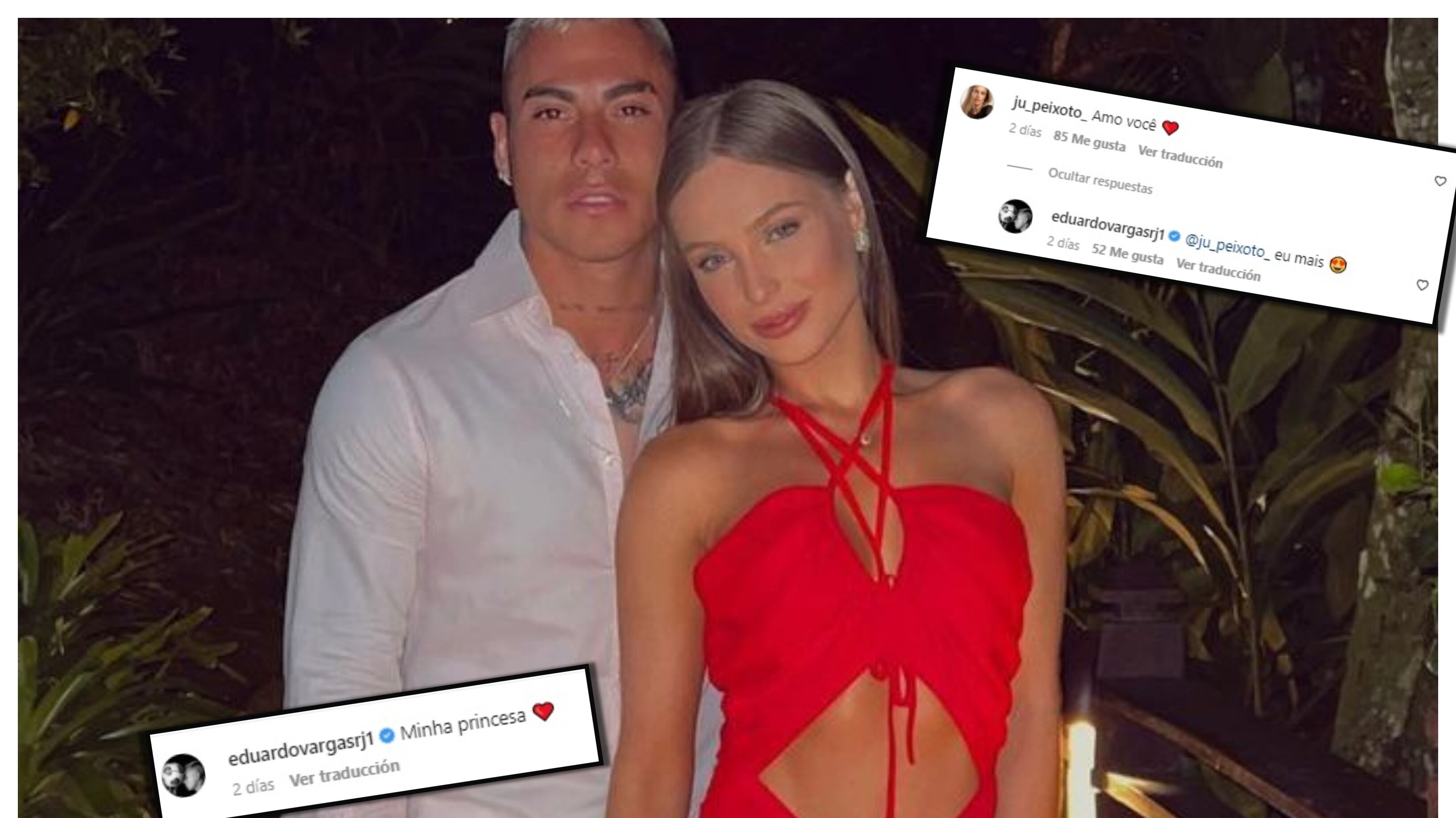 El delantero chileno Eduardo Vargas ya no oculta su amor por la brasileña Juliana Peixoto, la joven con la que mantiene una relación amoroso estos últimos meses.