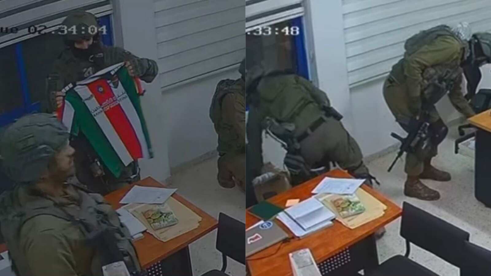 Ejercito israelí confiscando camisetas de Palestino en comunidad de refugiados