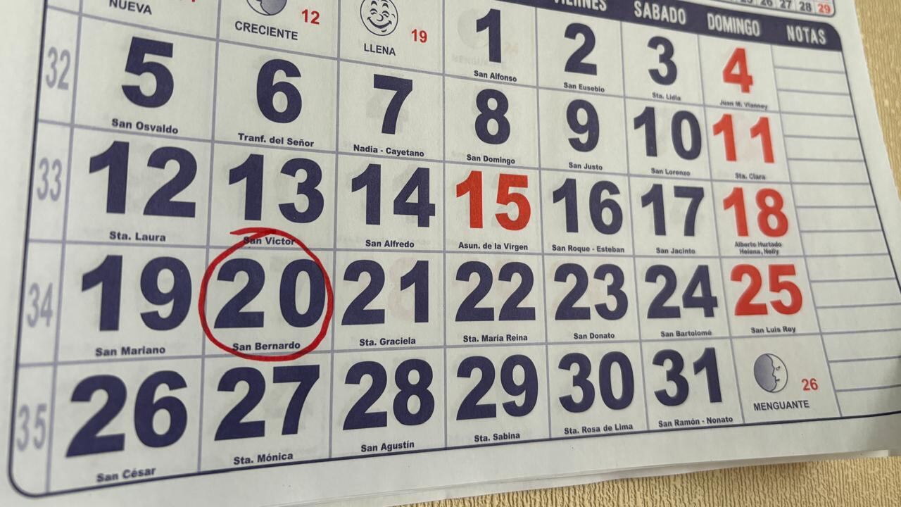 Feriado 20 de agosto