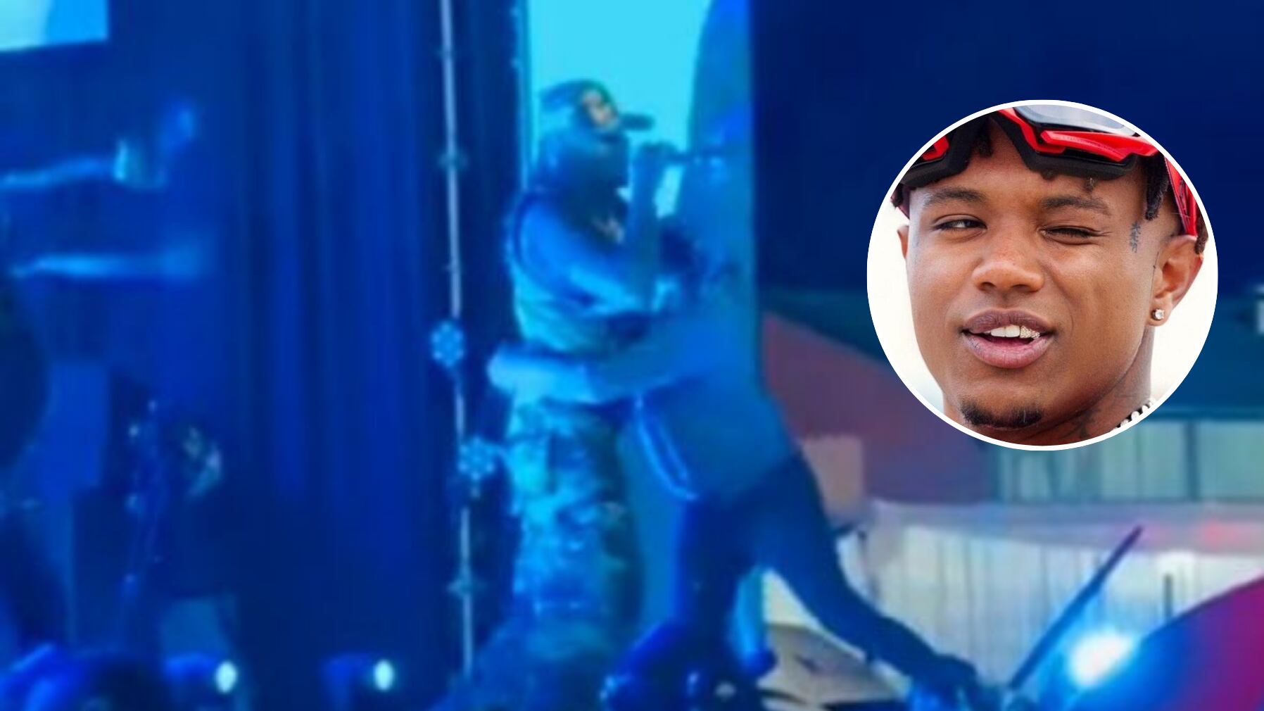 Polimá Westcoast sufrió fuerte caída en pleno show luego de que fanático se subiera al escenario