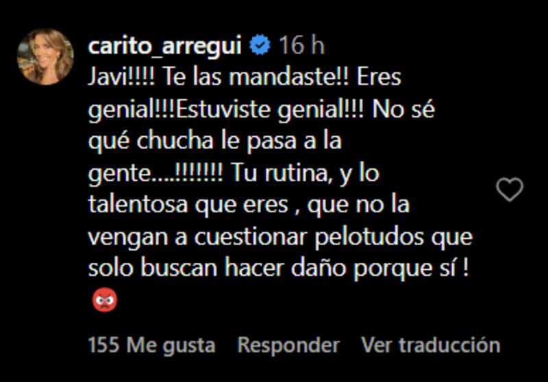 Comentario de Carolina Arregui a Javiera Contador | Instagram