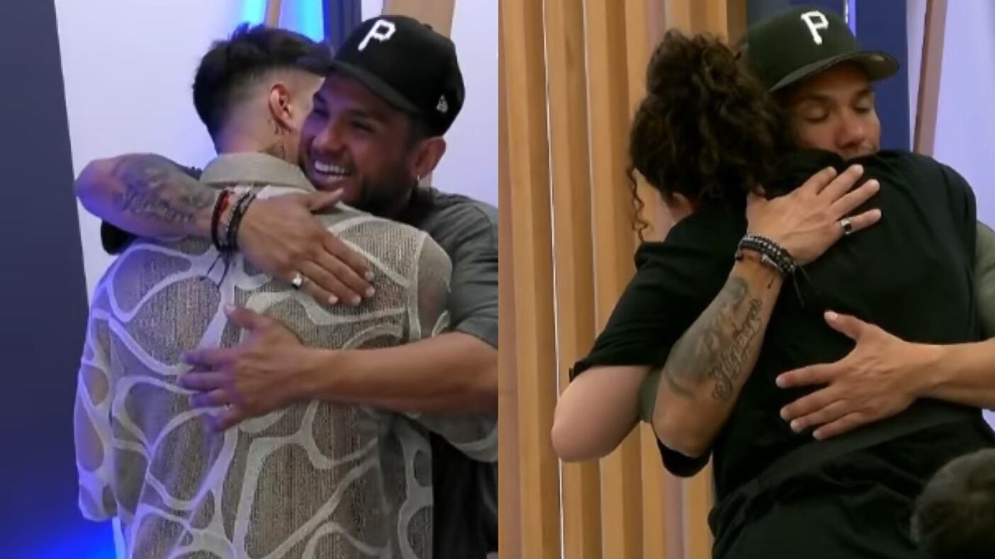 Iván Cabrera abrazando a Manuel Napoli y Michelle Carvalho