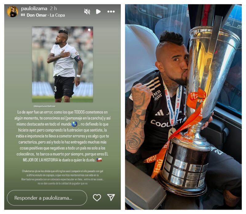 El mediocampista albo respondió a sus críticos con el mensaje de apoyo del artista urbano chileno.