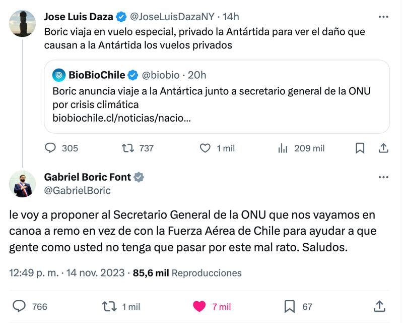 Post de Gabriel Boric