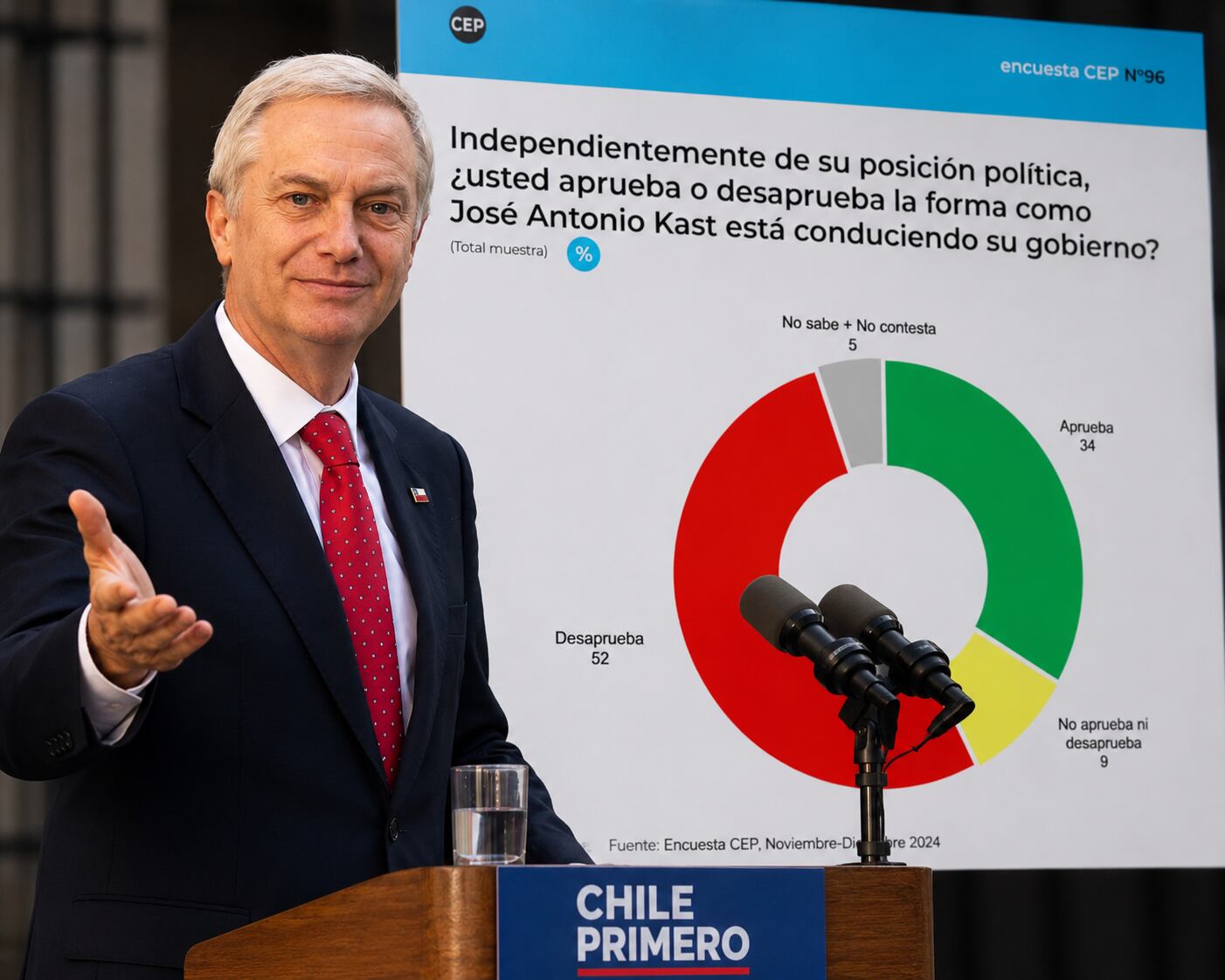 Encuesta CEP golpea al Gobierno: desaprobación de Kast llega al 52% y mayoría duda que cumpla sus promesas