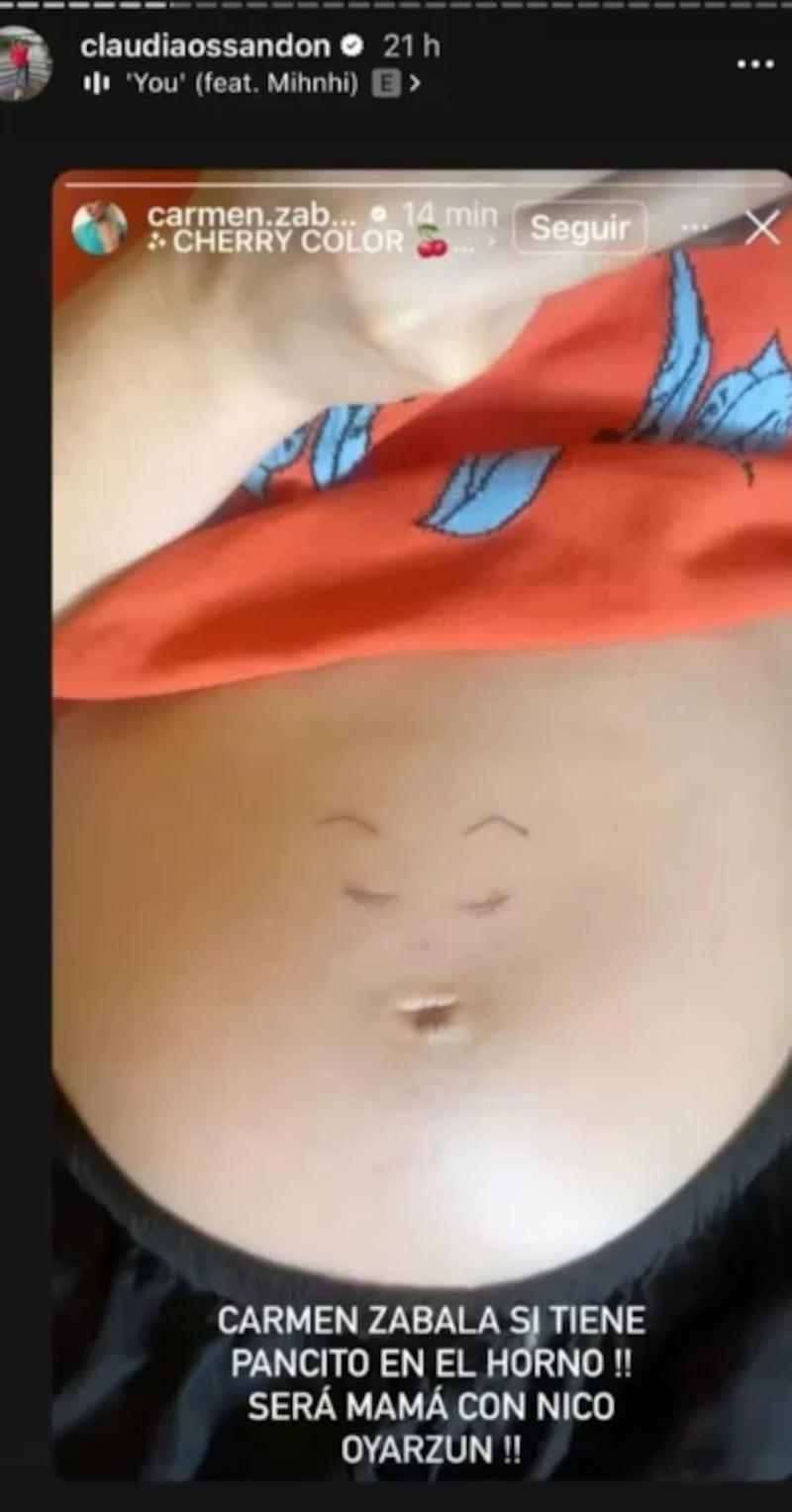 Imagen publicada y eliminada en minutos de Carmen Zabala