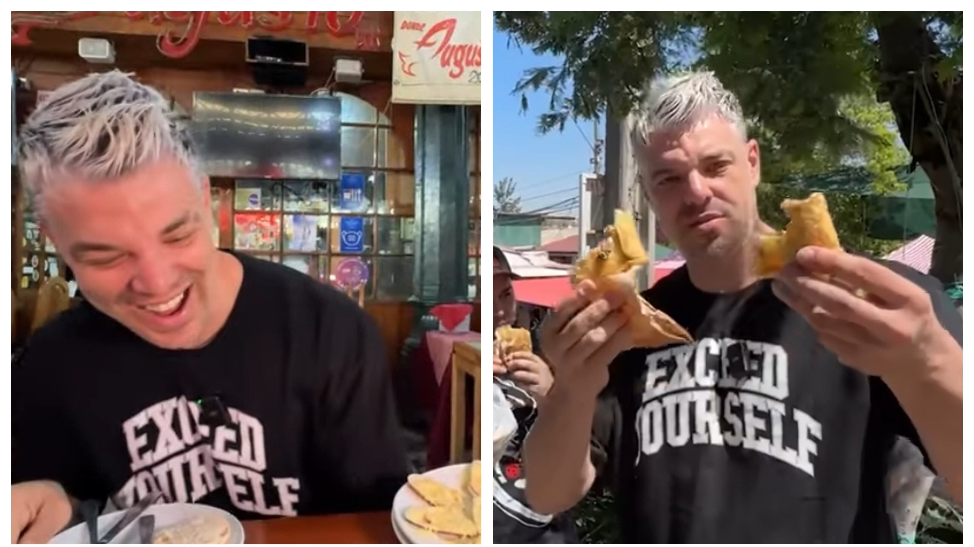 El influencer español alabó las bondades de las preparaciones chilenas en una feria de Puente Alto y el Mercado Central.